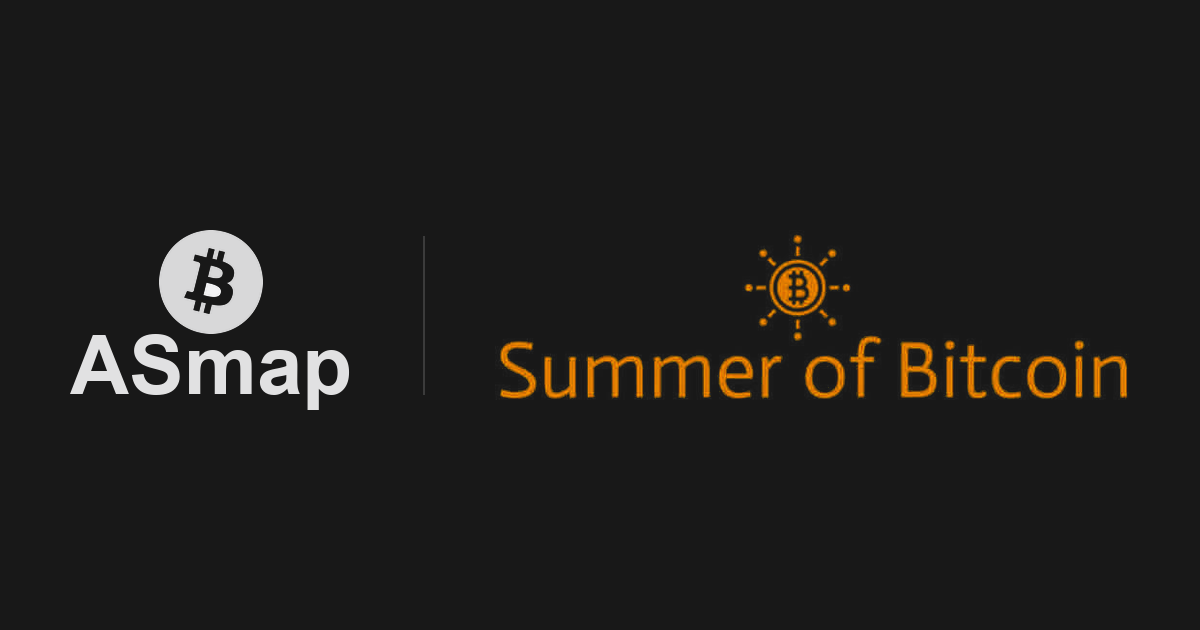ASmap wordmark next to the Summer of Bitcoin sun logo
