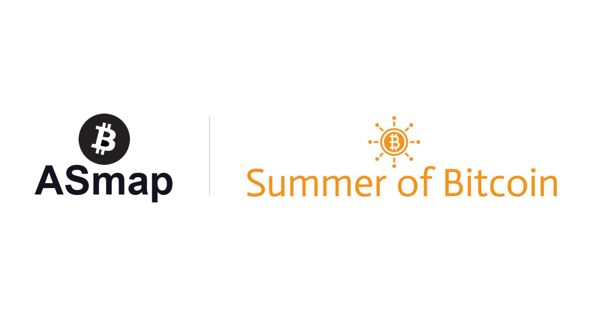 ASmap wordmark next to the Summer of Bitcoin sun logo